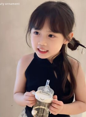 2023新款儿童古风汉服发饰珍珠发簪女童盘发钗国风头饰黑色木簪子