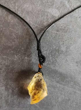 让我变得超有钱 原矿黄水晶原石无优化吊坠毛衣链长款情侣项链