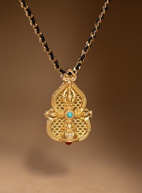 《如愿》重工款复古设计高级感新中式葫芦纯银吊坠锁骨项链女