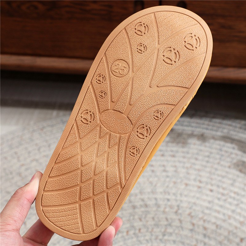 Spring and Autumn courtyard indoor home fabric linen slippers fashionable printed thick-soled rubber outsole wear-resistant anti-slip slippers