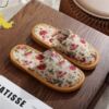 Spring and Autumn courtyard indoor home fabric linen slippers fashionable printed thick-soled rubber outsole wear-resistant anti-slip slippers
