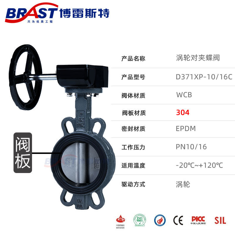 H涡轮对夹蝶阀D371X-10/16C WCB体 304/QT450板 乙丙阀座,淘宝优惠券,粉丝福利购,淘宝优惠卷