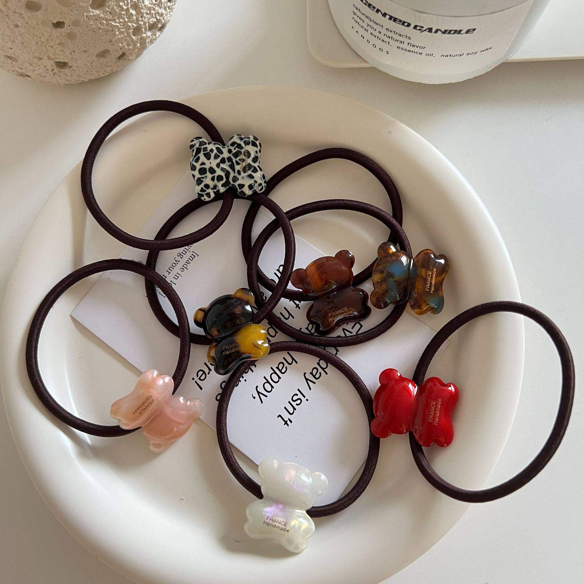 韩国时尚发饰甜美可爱少女风好质感金标醋酸小熊扎发皮筋高弹发绳,淘宝优惠券,粉丝福利购,淘宝优惠卷