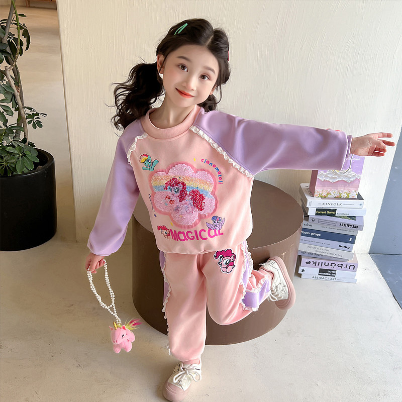 儿.童正版小马宝莉变脸卫衣套装春秋季女宝宝变色亮片两件套纯棉6,淘宝优惠券,粉丝福利购,淘宝优惠卷