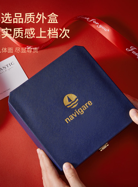 小帆船男士牛皮针扣腰带礼盒装
