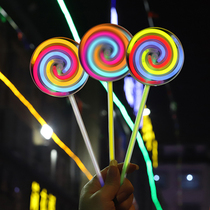 Luminous fluorescent rotating lollipop Candy Windmill Colorful nightlight Toddler Children Props Kids Gift 3088
