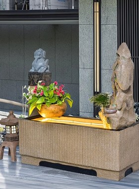 假山流水喷泉简约现代摆件阳台鱼池风水轮循环水庭院花园水景装饰