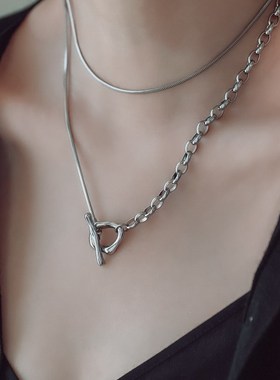 不掉色!多种戴法~高级感轻奢重工OT扣长款毛衣链项链简约百搭