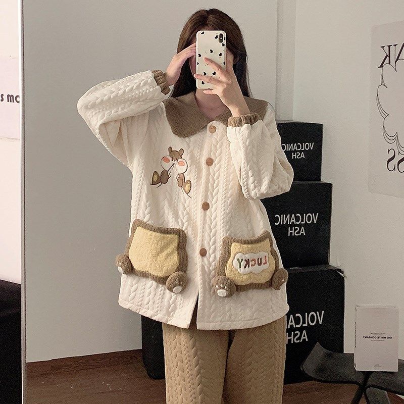 秋冬新款空气夹层开衫长袖长裤加厚200斤胖mm休闲大码两件套装女,淘宝优惠券,粉丝福利购,淘宝优惠卷