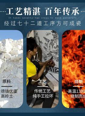 景德镇陶瓷大缸手绘青花瓷锦鲤缸庭院酒店阳台装饰落地摆件特大号