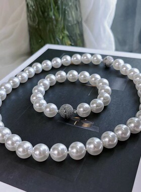 施家澳白色大珍珠项链轻奢小众女