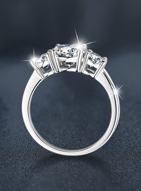 跨境莫桑石S925纯银戒指女高级感