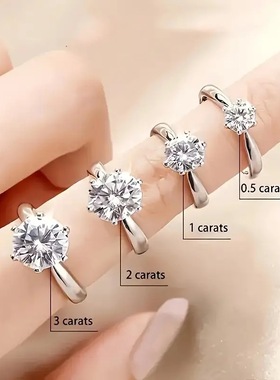 抖音小红书直播纯银戒指女莫桑石