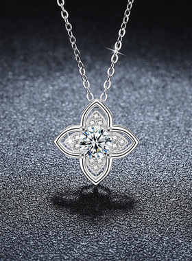 跨境莫桑石四叶草项链女百搭S925