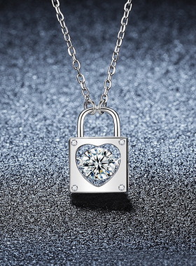 S925纯银爱心锁灵动项链女简约时