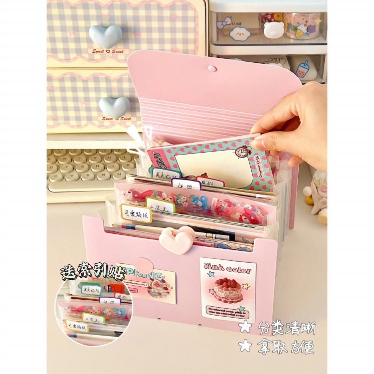 Desktop storage card book can be used to store notes, postcards, stickers, photos, high-speed rail ticket storage, small card accordion bag