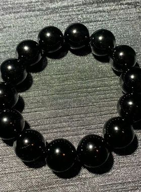 特级纯黑黑曜石手链男士女款情侣本命年佛珠手串天然水晶单圈饰品