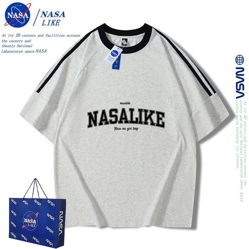 NASA联名美式2024新款夏季纯棉短袖t恤男生潮牌宽松半袖春夏上衣