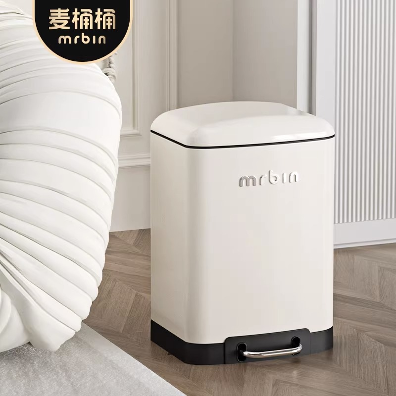麦桶桶高颜值简约垃圾桶家用客厅厨房脚踏式带盖子轻奢大容量化妆 - 图1