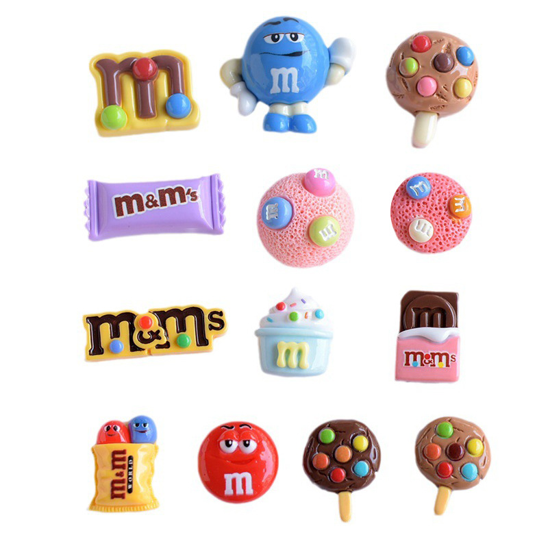 卡通M豆巧克力棒棒糖饼干立体水杯贴发夹贴显示屏咕卡装饰洞洞鞋 - 图3
