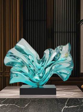 酒店玄关水晶透明树脂摆件大堂样板房抽象透明落地雕塑摆件