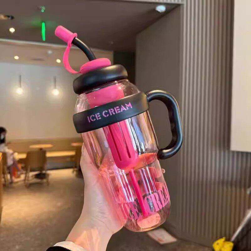 高颜值大容量冰霸杯带吸管
