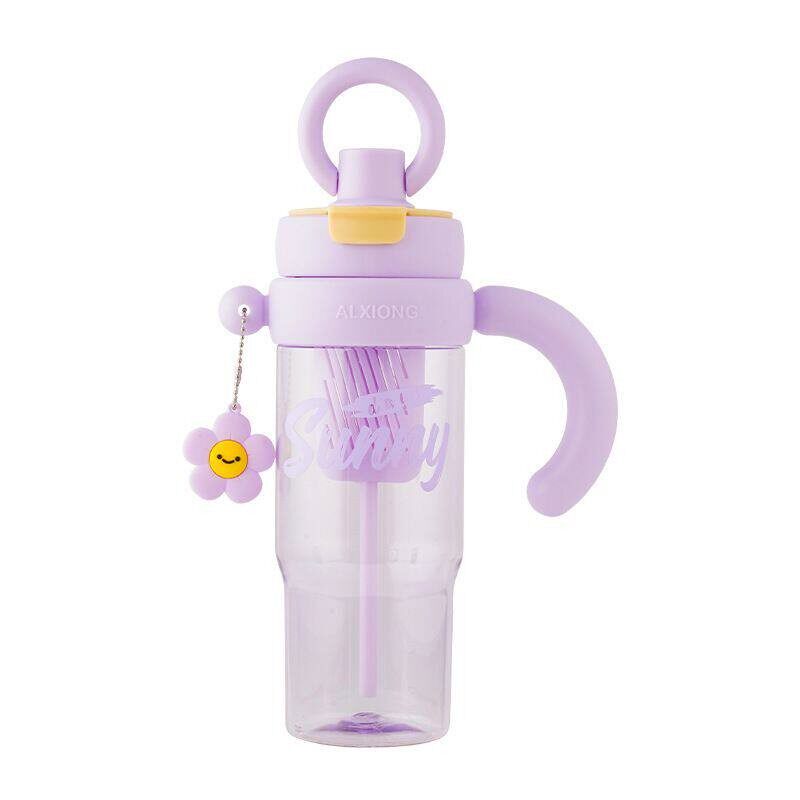 新款高颜值吸管杯夏学生女生运动把手便捷提环大容量耐热吸管水杯