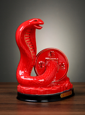 陶瓷十二生肖招财蛇吉祥物创意补角缺角摆件摆设动物工艺礼品