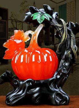 中式财富丰收工艺品中秋节礼物家居办公室酒柜玄关装饰品南瓜摆件