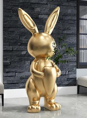 创意轻奢兔子客厅摆件大型落地电视柜旁边家居饰品乔迁新居礼品