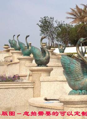 工厂定制铸铜户外欧式人物动物铜雕天鹅吐水喷泉景观水景雕塑装饰