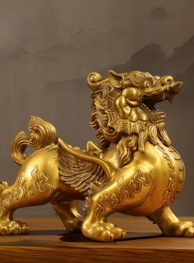全黄铜貔貅摆件一对招财乔迁送礼