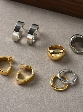 极简宽版叠戴气球戒指女轻奢小众设计高级感个性时髦金属面包指环