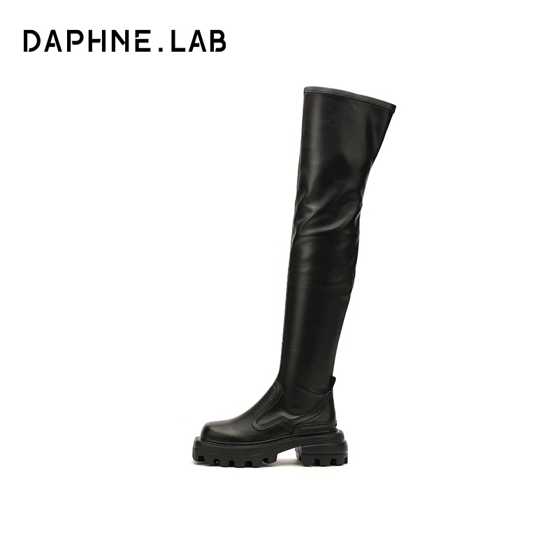 DAPHNELAB达芙妮方糖过膝靴1代新款长筒靴高筒靴真皮不掉筒