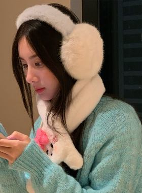 可爱拼色毛绒耳罩女冬季保暖护耳朵套耳暖耳捂子耳包骑行骑车防寒