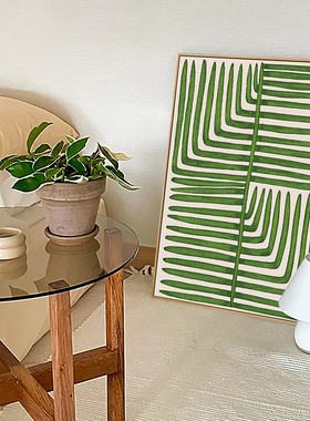 努高 叶脉绿色系装饰画小清新y原木风客厅餐厅沙发背景墙挂画壁画