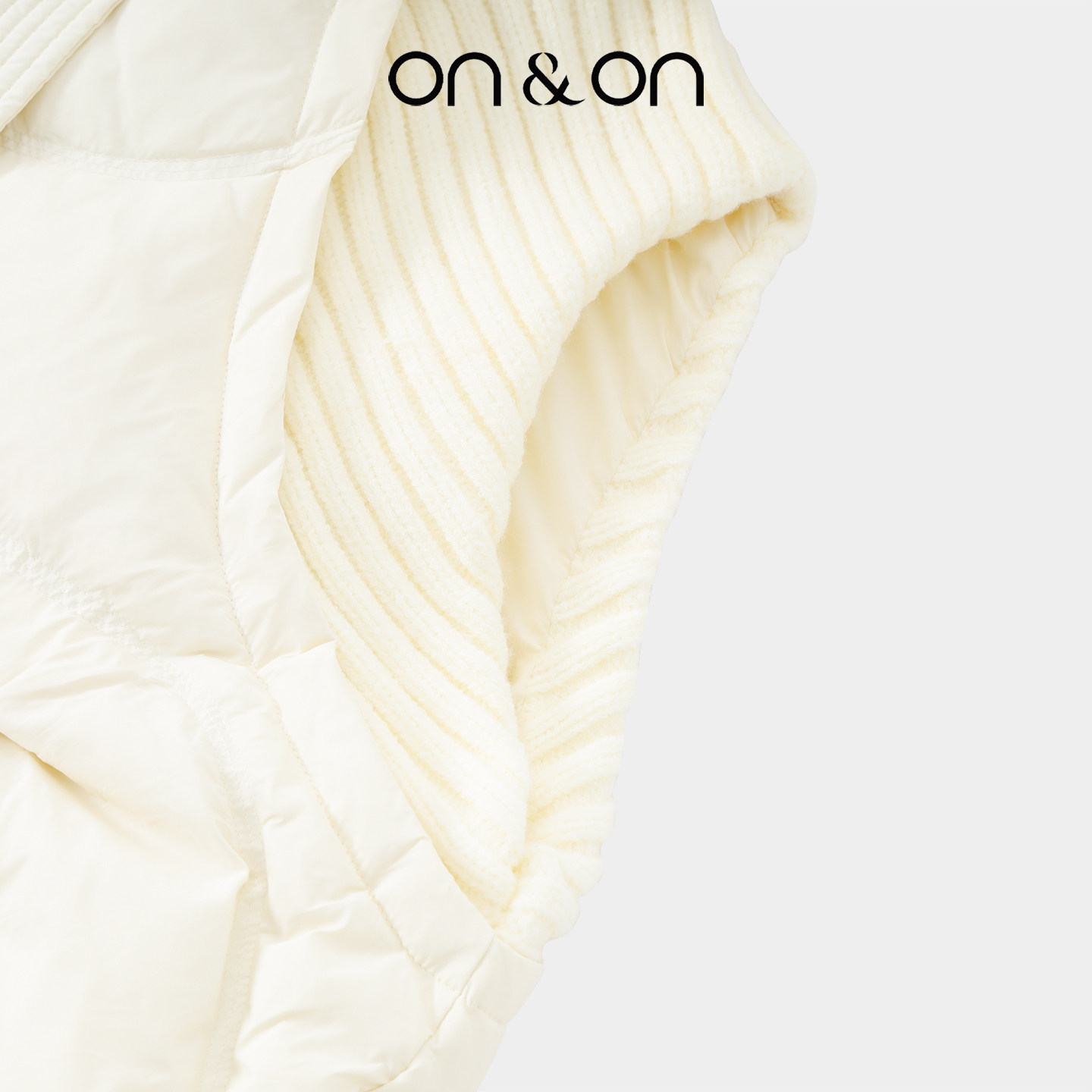 ON＆ON/安乃安2025冬季新款韩系毛织拼接时尚休闲连帽羽绒马甲,淘宝优惠券,粉丝福利购,淘宝优惠卷