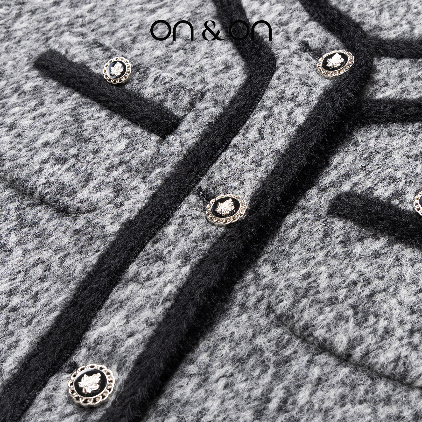 ON＆ON/安乃安2025冬季新款法式经典撞色双面毛呢小香风短外套,淘宝优惠券,粉丝福利购,淘宝优惠卷