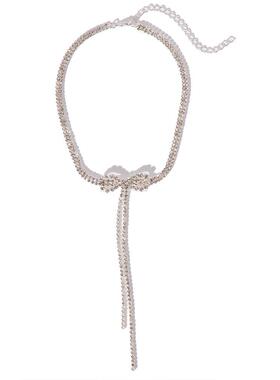 欧美新款水钻配饰 时尚百搭蝴蝶结项链 小众流苏颈链女 necklace