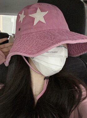 做旧水洗西部牛仔帽女情侣户外登山帽五角星渔夫帽夏季防晒遮阳帽