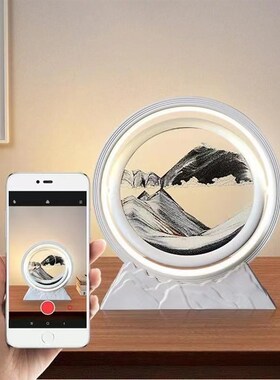 新品3D创意流沙画沙漏摆件办公室客厅电视柜轻奢家V居装饰品台灯