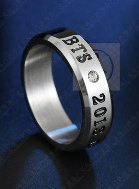 极速-BTS alphabet youths group titanium steel ring jewelry s