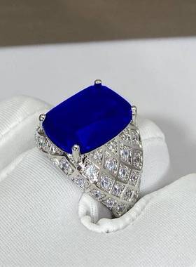 极速Open full diamond simulyation dark blue tanzanite ring