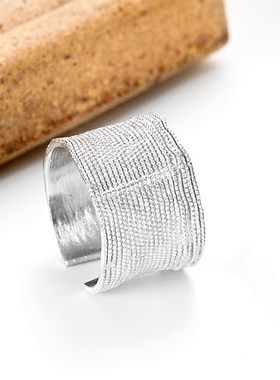 极速网红同款个性INS不规则几何纯银戒指女款开口树Y皮凹凸纹戒指