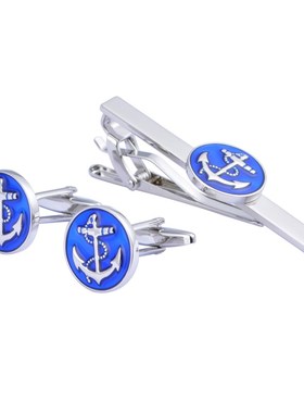 极速Fashion New French Stywle Cufflinks Blue Black Gold Anch