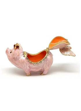 极速外贸耶诞小礼品皇冠q1/4吋套筒扳手猪装饰盒珐瑯小摆件生肖猪