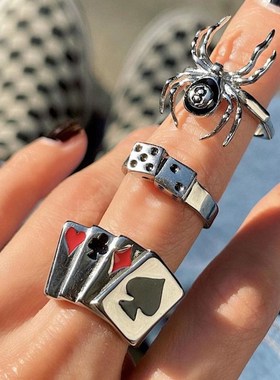 极速Ins Gotghic Punk Heart Frog Skull Rings for Women Men Vi