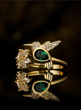 极速真金电镀铜微镶饰品 欧w美流行跨境新品 树叶和平鸽造型开口