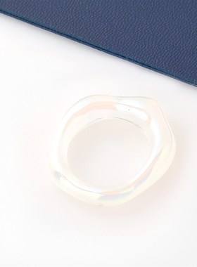 极速ins欧美网红嘻哈焕彩几何树脂戒指H女情侣戒指手饰食指戒ring