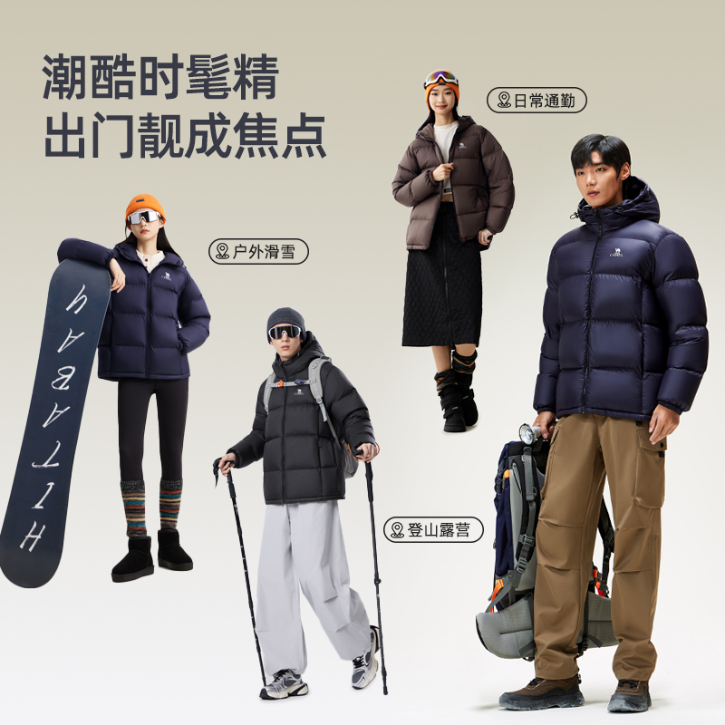 【小红书同款】骆驼羽绒服男女2025新款加厚连帽面包服时尚外套潮 - 图3